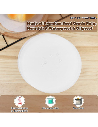 Rondas de Papel Pergamino 18 cm BYKITCHEN, 220 Hojas Anti-adherente