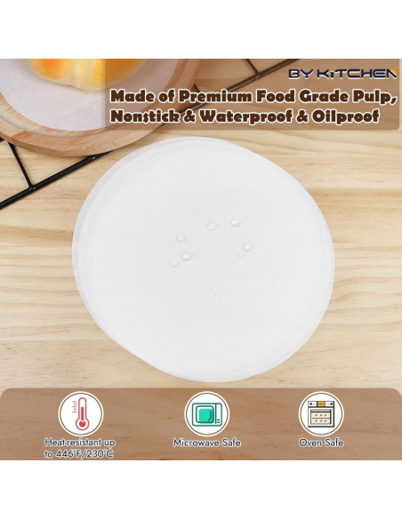 Rondas de Papel Pergamino 18 cm BYKITCHEN, 220 Hojas Anti-adherente