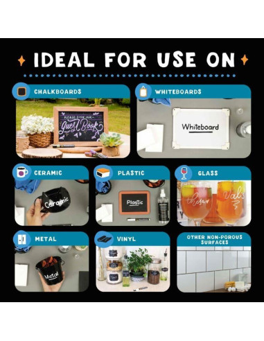 Marcadores de Vino VersaChalk, Set de 6 Colores 3mm Punta Fina