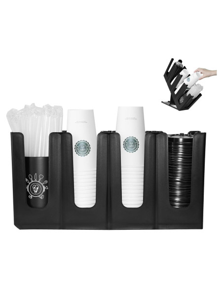 Dispensador de vasos desechables ZGT con organizador de popotes