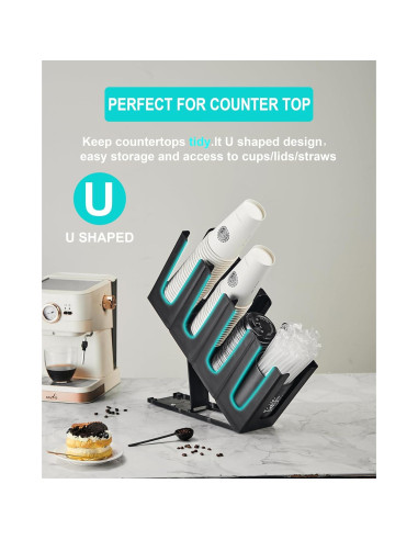 Dispensador de vasos desechables ZGT con organizador de popotes