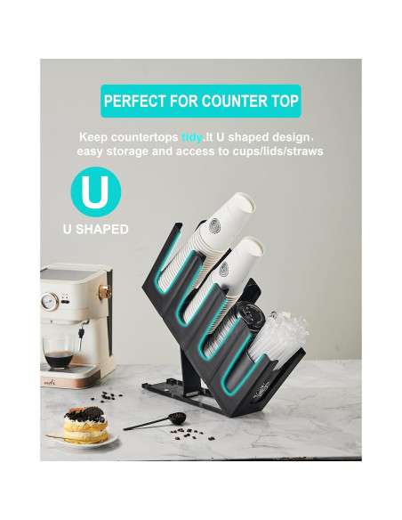 Dispensador de vasos desechables ZGT con organizador de popotes