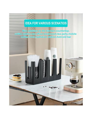 Dispensador de vasos desechables ZGT con organizador de popotes