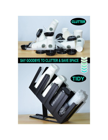 Dispensador de vasos desechables ZGT con organizador de popotes