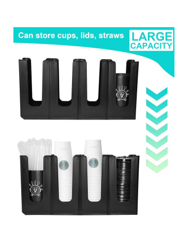Dispensador de vasos desechables ZGT con organizador de popotes