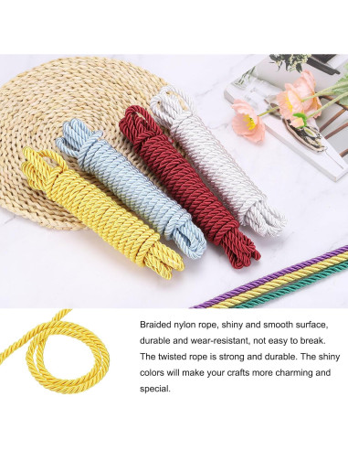 Cuerda de Nylon Trenzada 10mm x 1 Metro Dorado Brillante