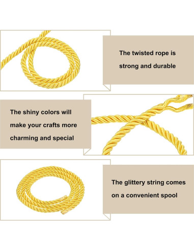Cuerda de Nylon Trenzada 10mm x 1 Metro Dorado Brillante