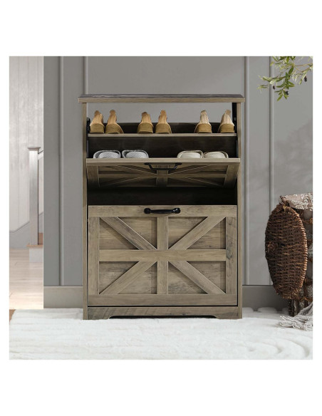 Armario de Zapatos Estrecho Stabrech 2 Cajones Gris