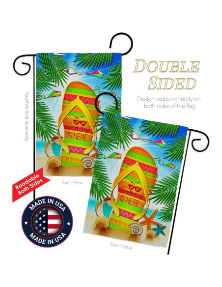 Juego de Bandera de Jardín Breeze Decor Verano Flip Flop 33x46 cm