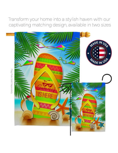 Juego de Bandera de Jardín Breeze Decor Verano Flip Flop 33x46 cm