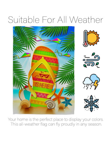 Juego de Bandera de Jardín Breeze Decor Verano Flip Flop 33x46 cm