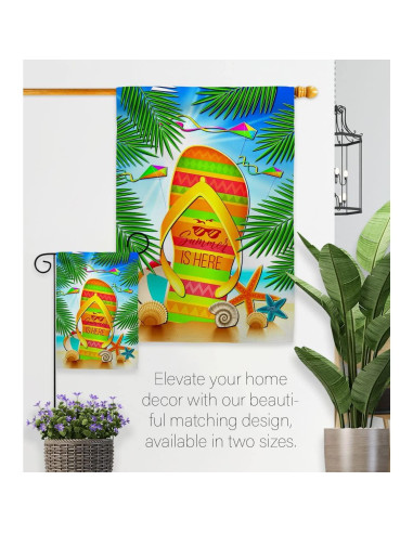 Juego de Bandera de Jardín Breeze Decor Verano Flip Flop 33x46 cm