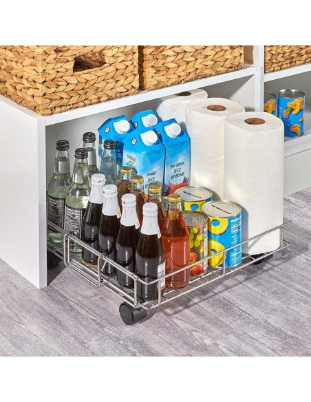 Cesta de Almacenamiento Metálica Expandible con Ruedas MSR