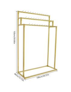 Perchero de Cinturones YUYFCC Dorado 39 Ganchos 150 cm 2