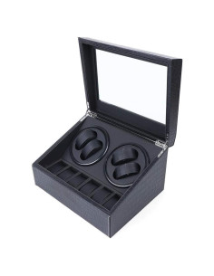 Caja de Reloj Automática 4+6 PU con Motor Silencioso - Negro