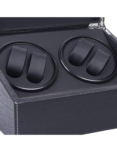 Caja de Reloj Automática 4+6 PU con Motor Silencioso - Negro