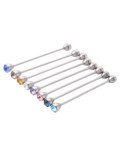 8 Pinzas de Corbata Plateadas OBONNIE con Cristal 16.8 cm