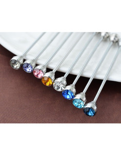 8 Pinzas de Corbata Plateadas OBONNIE con Cristal 16.8 cm 2