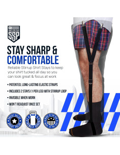 Sujetador de Camisa Shirt Stay Plus Estilo Estribo Negro 2