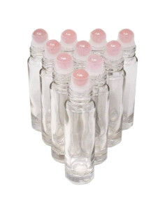 10 Botellas de Vidrio Reutilizables 10ml Fengshuisale Cuarzo Rosa