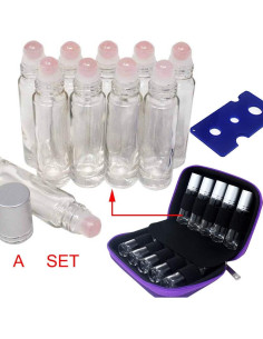 10 Botellas de Vidrio Reutilizables 10ml Fengshuisale Cuarzo Rosa 2