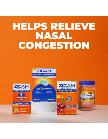 Zicam Remedio para el Resfriado Zinc Rapidmelts Cereza 18 Tabletas