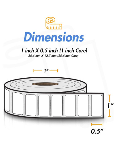 Etiquetas Térmicas Directas OfficeSmartLabels 25.4x12.7mm - 20 Rollos
