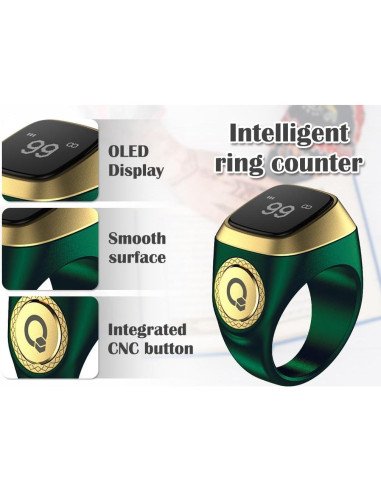 Contador de Anillo Inteligente Kellegour 18mm Verde Tally