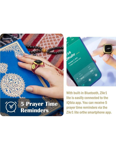 Contador de Anillo Inteligente Tasbih Abiyou 18MM Marrón