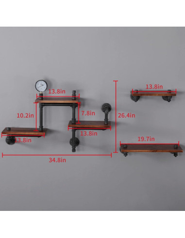 Estantería Flotante Industrial SSS Furniture 5 Capas Madera