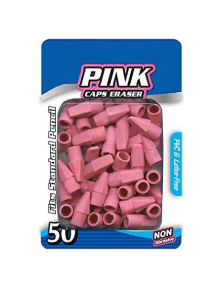 PowerTRC 50 Tapas de Borrador Rosa para Lápiz - Suministros Escolares