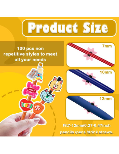 160 Adornos para Punta de Lápiz HIKIMA - Silicona Colorida