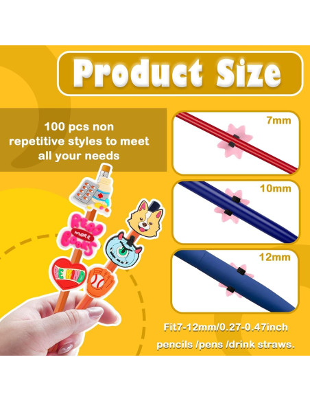 160 Adornos para Punta de Lápiz HIKIMA - Silicona Colorida