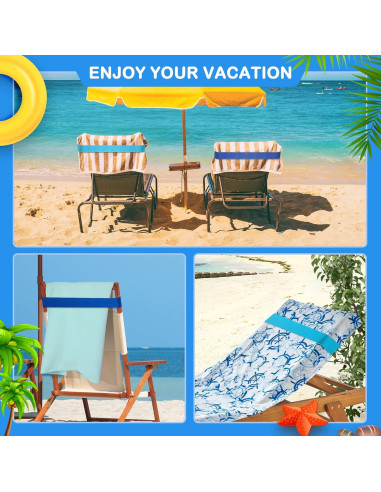 Banda para Toallas de Playa Ychelhr - 4 Piezas Azul y Turquesa