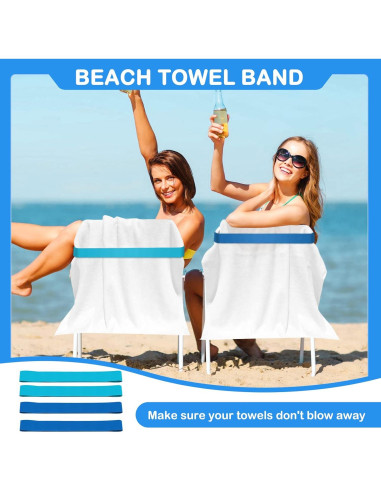 Banda para Toallas de Playa Ychelhr - 4 Piezas Azul y Turquesa