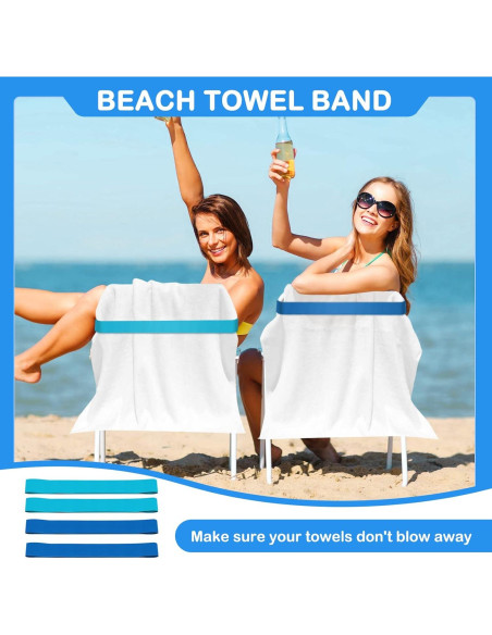 Banda para Toallas de Playa Ychelhr - 4 Piezas Azul y Turquesa