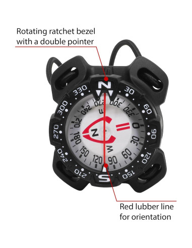 Brújula Submarina Saekodive con Montaje Bungee - Impermeable 70m