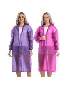 Ponchos de Lluvia Reutilizables Borogo 2PCS Unisex Adulto