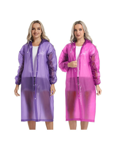 Ponchos de Lluvia Reutilizables Borogo 2PCS Unisex Adulto