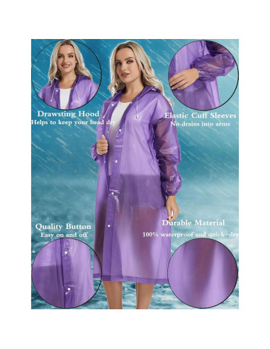 Ponchos de Lluvia Reutilizables Borogo 2PCS Unisex Adulto