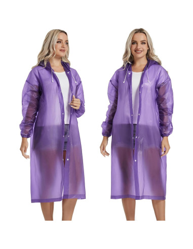 Ponchos de Lluvia Reutilizables Borogo 2PCS Unisex Adulto