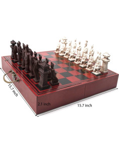 Juego de Ajedrez Plegable IADUMO 40x40 cm con Piezas de Terracota 2