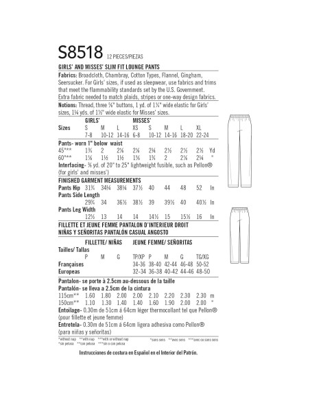 Patrón de Costura Simplicity Creative Corp SS8518A S-L