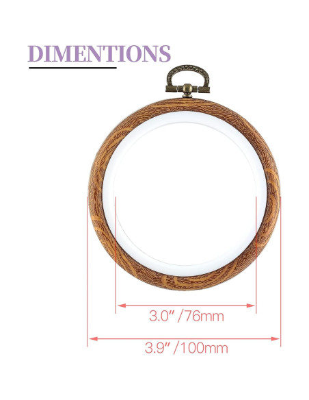Juego de 3 Aros de Bordado 10 cm Piutouyar Imitación Madera
