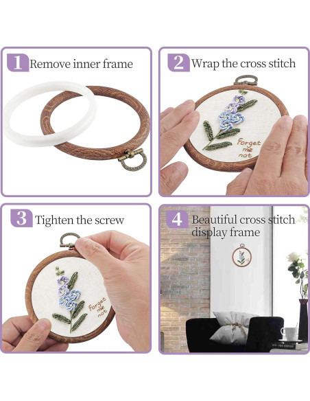 Juego de 3 Aros de Bordado 10 cm Piutouyar Imitación Madera