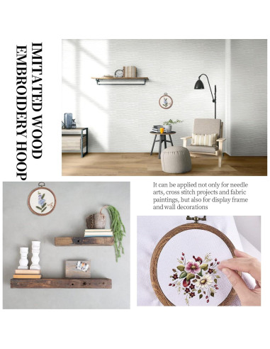 Juego de 3 Aros de Bordado 10 cm Piutouyar Imitación Madera