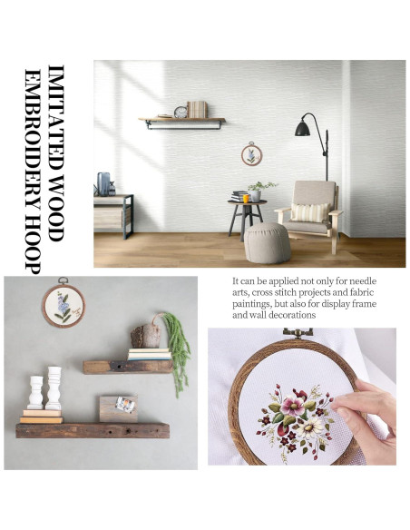 Juego de 3 Aros de Bordado 10 cm Piutouyar Imitación Madera