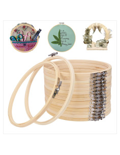 Juego de 16 Aros de Bordado Geytetqi 25 cm de Bambú Ecológico