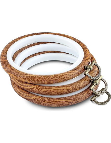 Juego de 3 Aros de Bordado 10 cm Piutouyar Imitación Madera