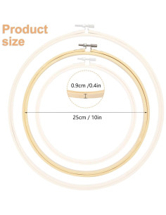 Juego de 16 Aros de Bordado Geytetqi 25 cm de Bambú Ecológico 2